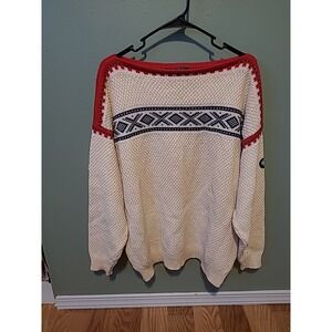 Vintage Dale Of Norway Wool Knit Sweater Red And Blue Accents Women's Large Read